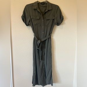 Velvet Heart Army Green Midi Button Belted Dress - Size M